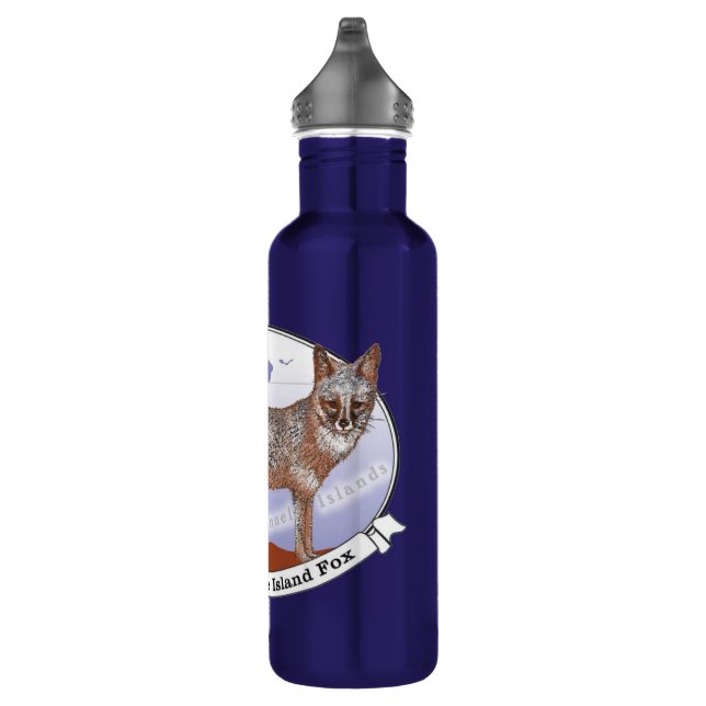 Deep Blue Island Fox Logo Steel Water Bottle 24 oz (Right)
