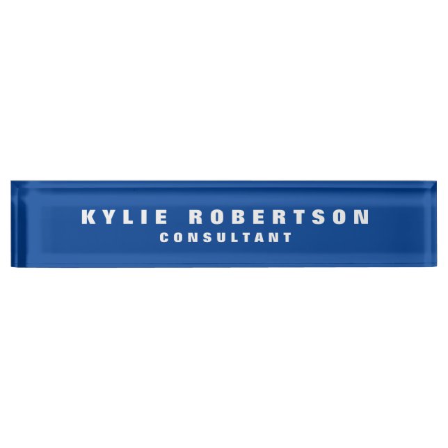 Deep Blue Legible Professional Trendy Modern Nameplate (Front)