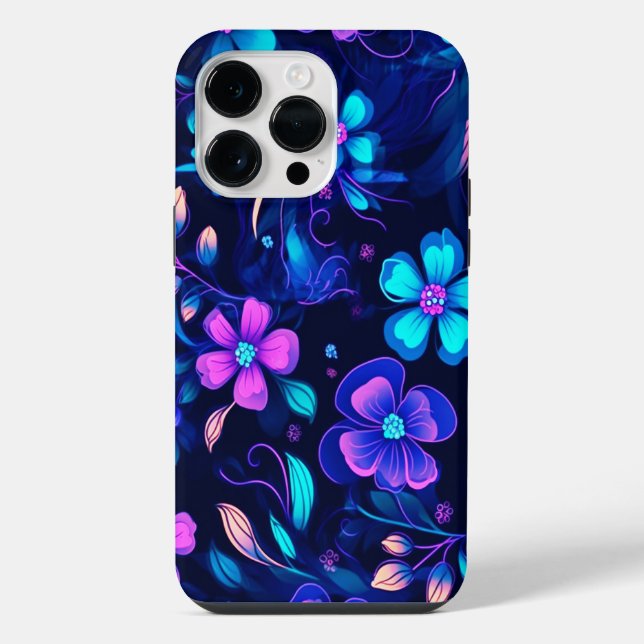 DEEP BLUE LUMINOUS FLOWER DESIGN iPhone CASE (Back)