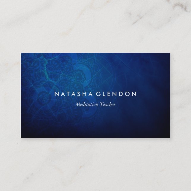 Deep Blue Mandala Zen Business Card (Front)