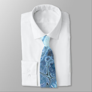 Deep Blue Marble Fractal Style Abstract Tie