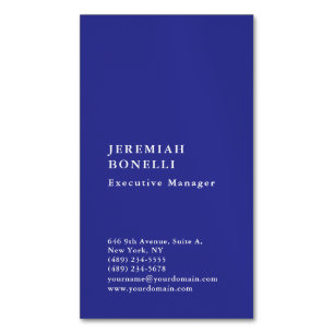 Deep blue minimalist modern plain magnetic business card