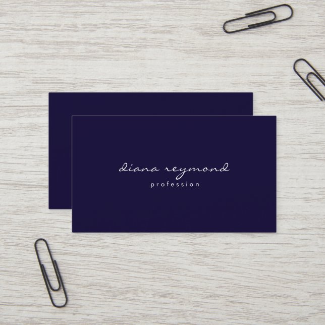 Deep Blue Minimalist Professional Business Card (Front/Back In Situ)