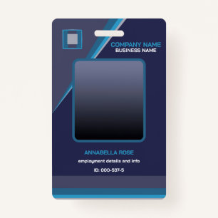Deep Blue Modern Business ID Badge