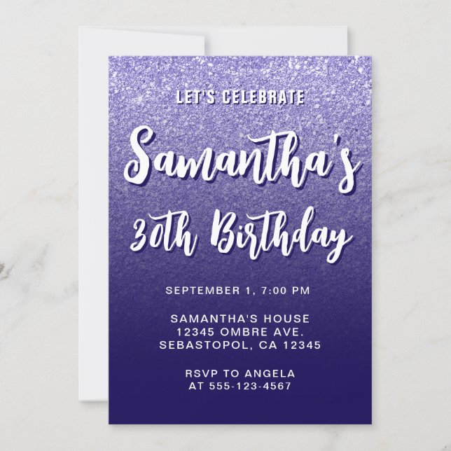 Deep Blue Modern Gradient 30th Birthday Invitation (Front)