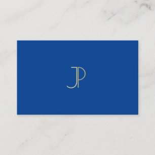 Deep Blue Modern Monogram Elegant Professional Business Card