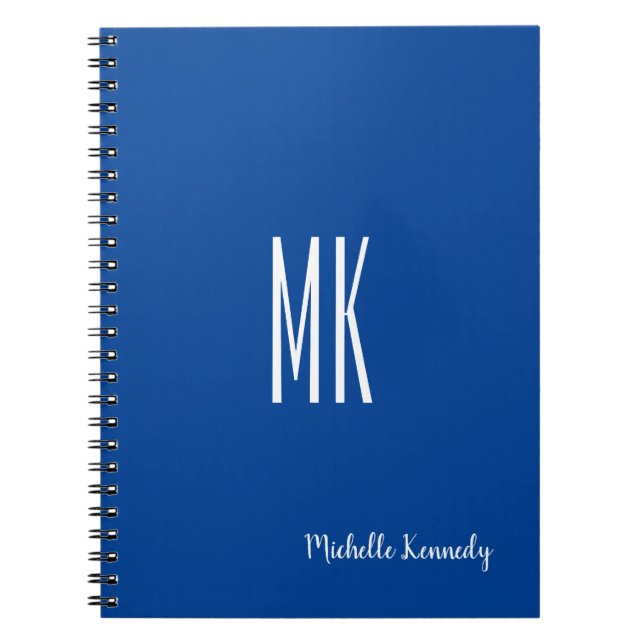 Deep Blue Monogrammed Professional Personalised Notebook (Front)