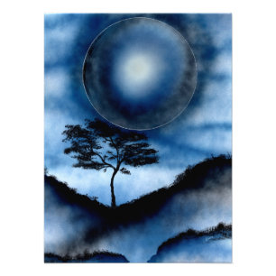 Deep Blue Mountain Moon Photo Print