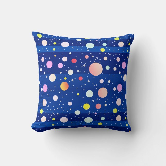 Deep blue multicolor dots cushion (Front)
