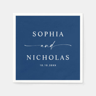 Deep Blue Navy Wedding Elegant Classic Coastal Napkin