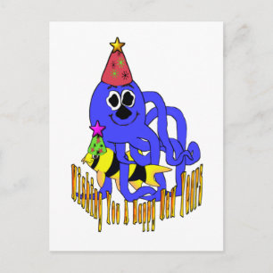 Deep Blue New Year Holiday Postcard