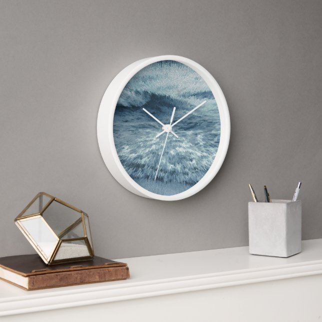 Deep blue northern beach with crashing waves clock (Office)