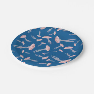Deep Blue Ocean Jellyfish Pattern Paper Plate