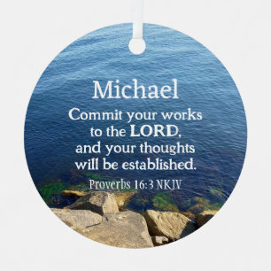 Deep Blue Ocean Photo Christian New Year Biblical  Metal Tree Decoration