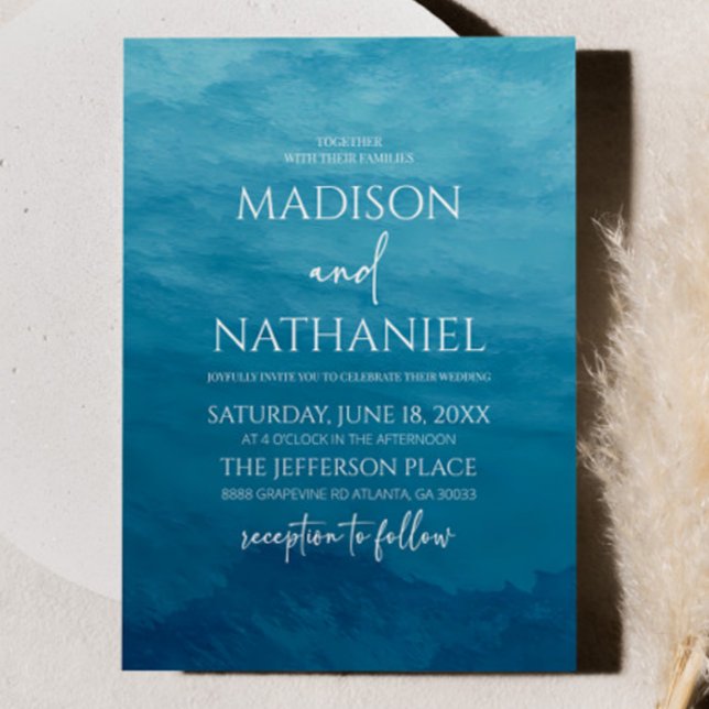 Deep Blue Ocean Sea Beach Wedding Invitation (Creator Uploaded)
