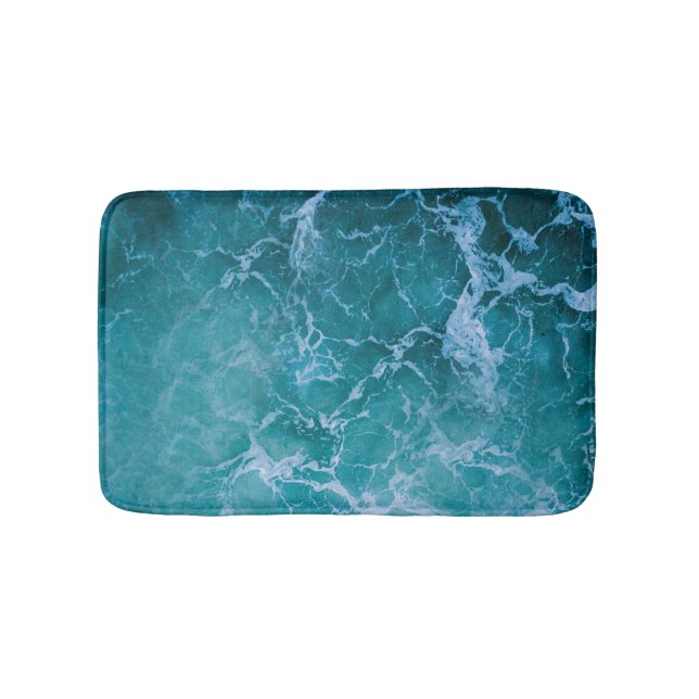 Deep Blue Ocean Waves Bath Mat (Front)