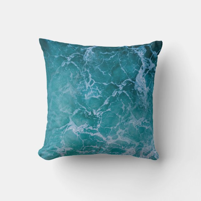 Deep Blue Ocean Waves Cushion (Front)