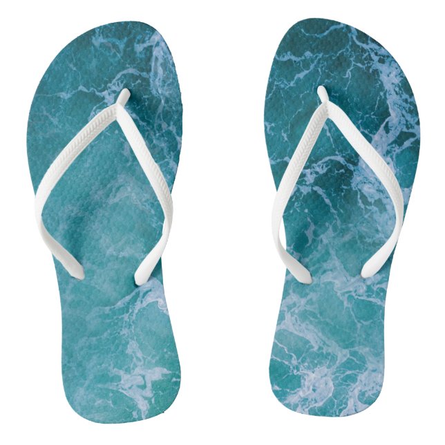 Deep Blue Ocean Waves Jandals (Footbed)