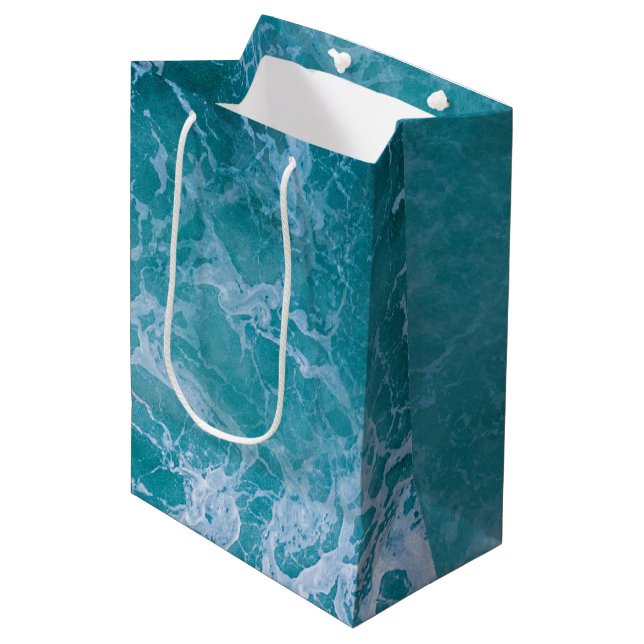 Deep Blue Ocean Waves  Medium Gift Bag (Front Angled)