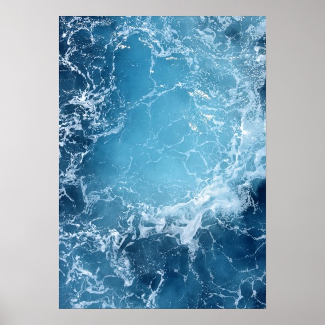 Deep Blue Ocean Waves Photography Poster (Front)