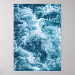 Deep Blue Ocean Waves Photography Poster