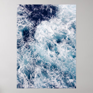 Deep Blue Ocean Waves Photography Poster
