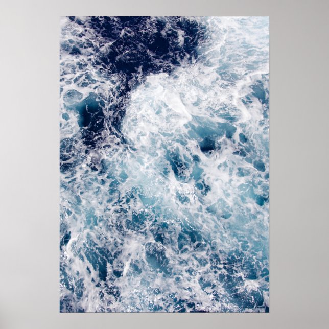 Deep Blue Ocean Waves Photography Poster (Front)