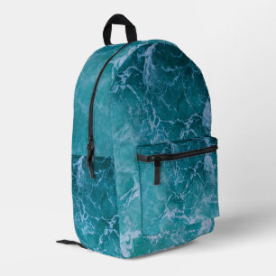 Deep Blue Ocean Waves School Printed Backpack