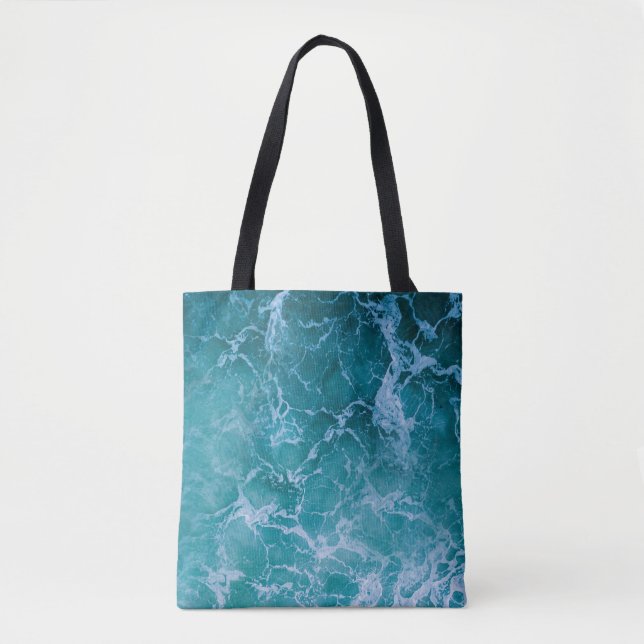 Deep Blue Ocean Waves Tote Bag (Front)
