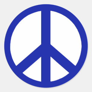 Deep Blue Peace Sign Classic Round Sticker