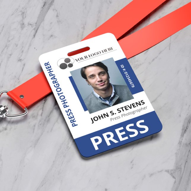 Deep Blue Photo & Logo Press ID Badge (Creator Uploaded)