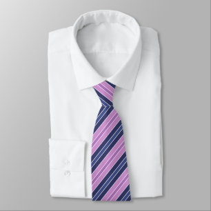 Deep Blue Pink Purple Multicolored Stripe Pattern Tie