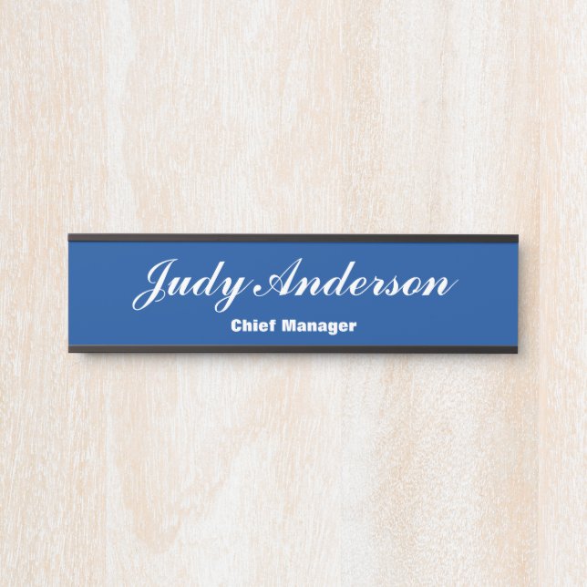 Deep Blue Professional Plain Claasical Hnadwriting Door Sign (Front)