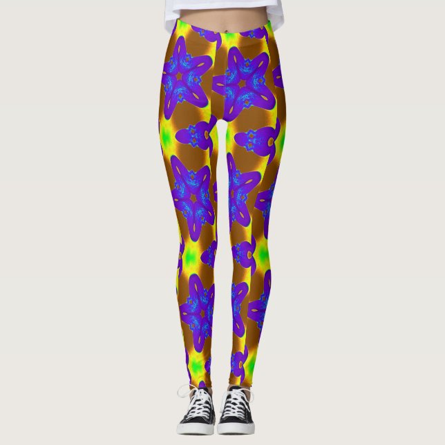 deep blue/purple stars pattern leggings (Front)