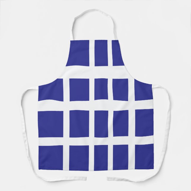 Deep Blue Rectangle Geo Chef Apron (Front)