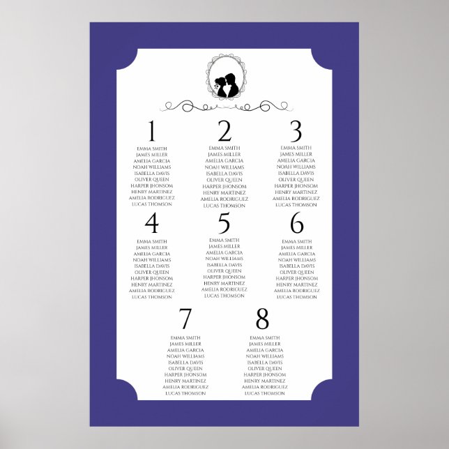 Deep Blue Regency Seating Chart Poster 3 of 3 (Front)