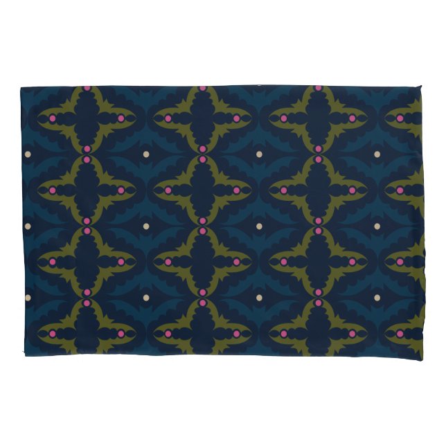 Deep Blue Retro Vintage Pattern  Pillowcase (Front)