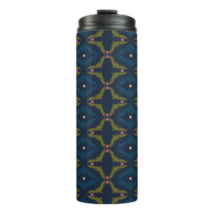 Deep Blue Retro Vintage Pattern  Thermal Tumbler