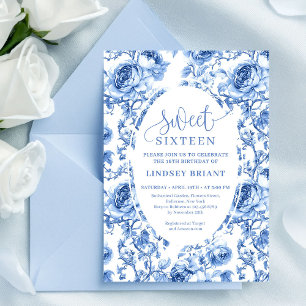 Deep Blue Roses Digital Invitation Sweet Sixteen
