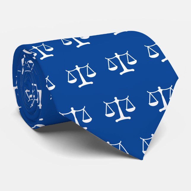 Deep Blue Scales of Justice Pattern | Law Tie (Rolled)