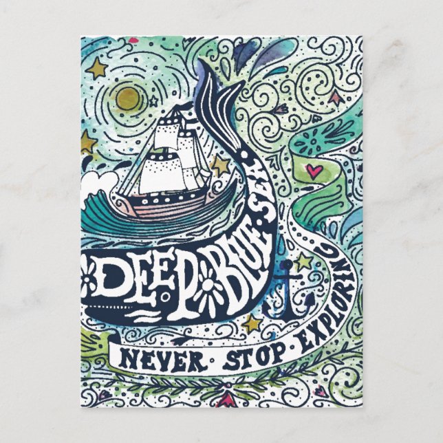 Deep Blue Sea |Never Stop Exploring Postcard (Front)
