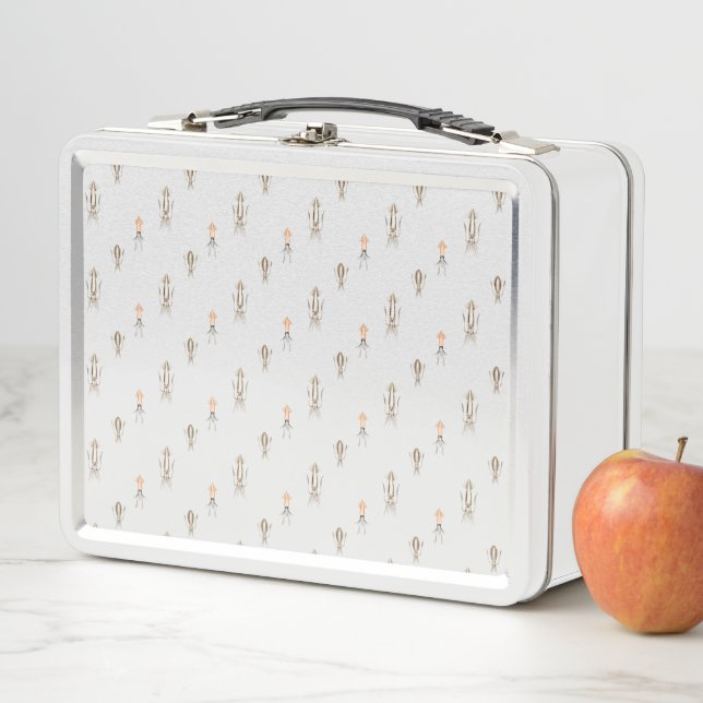 Deep Blue Sea Squid Pattern Metal Lunch Box (In Situ)