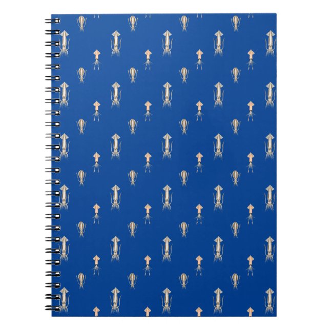 Deep Blue Sea Squid Pattern Notebook (Front)