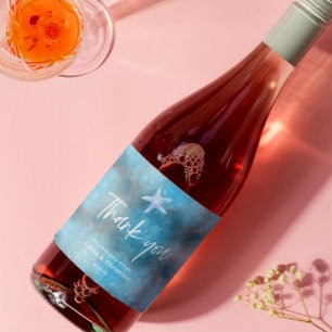 Deep Blue Sea Summer Wedding Sparkling Wine Label