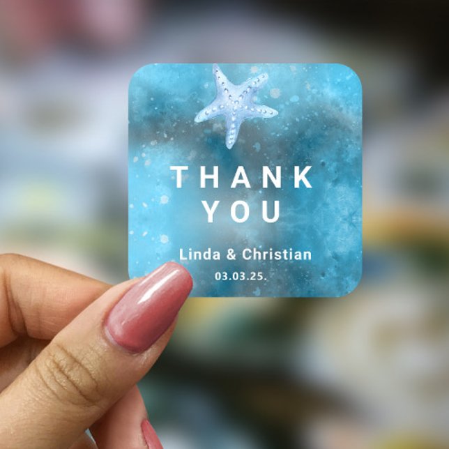 Deep Blue Sea Summer Wedding  Square Sticker (Creator Uploaded)