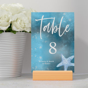 Deep Blue Sea Summer Wedding Table Number