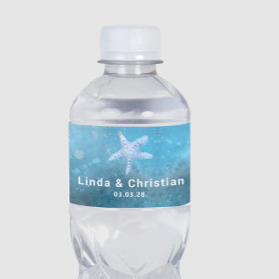 Deep Blue Sea Summer Wedding  Water Bottle Label