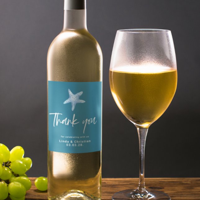 Deep Blue Sea Summer Wedding  Wine Label (Creator Uploaded)