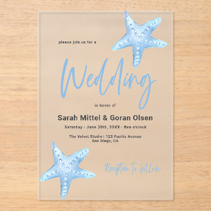 Deep Blue Sea Wedding Acrylic Invitations