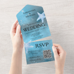 Deep Blue Sea Wedding All In One Invitation